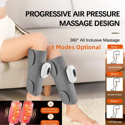 Masajeador de pantorrillas inalámbrico con presión de aire de 360°, 3 modos de masaje muscular, relaja la circulación sanguínea, eléctrico, recargable e inteligente.