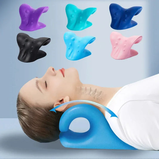 Relajante de cuello y hombros, dispositivo de tracción cervical, alivio del dolor y alineación de la columna cervical, almohada quiropráctica, camilla cervical.